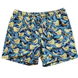 Banana Swim Trunks Men's Size XL Banana All Over Beach Pool Lined Inseam 7”